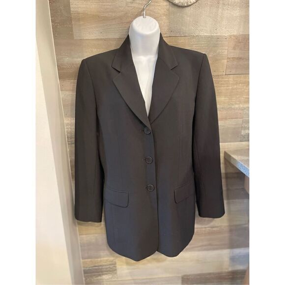 Liz Claiborne 8 wool blend black pantsuit long￼ blazer/pants - Picture 2 of 12